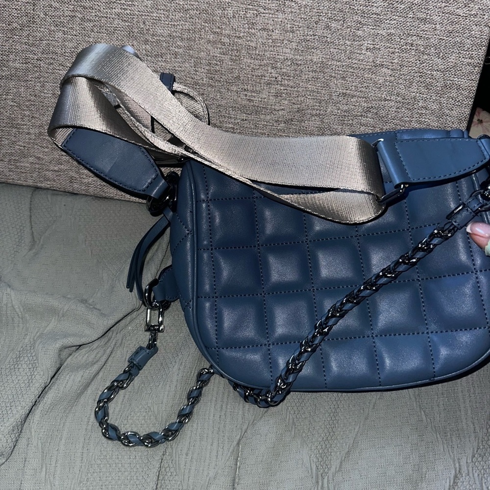 Michael Kors belt bag Bum bag MK Blue Quilted leather Bag Fanny packc crossbody - Picture 9 of 11